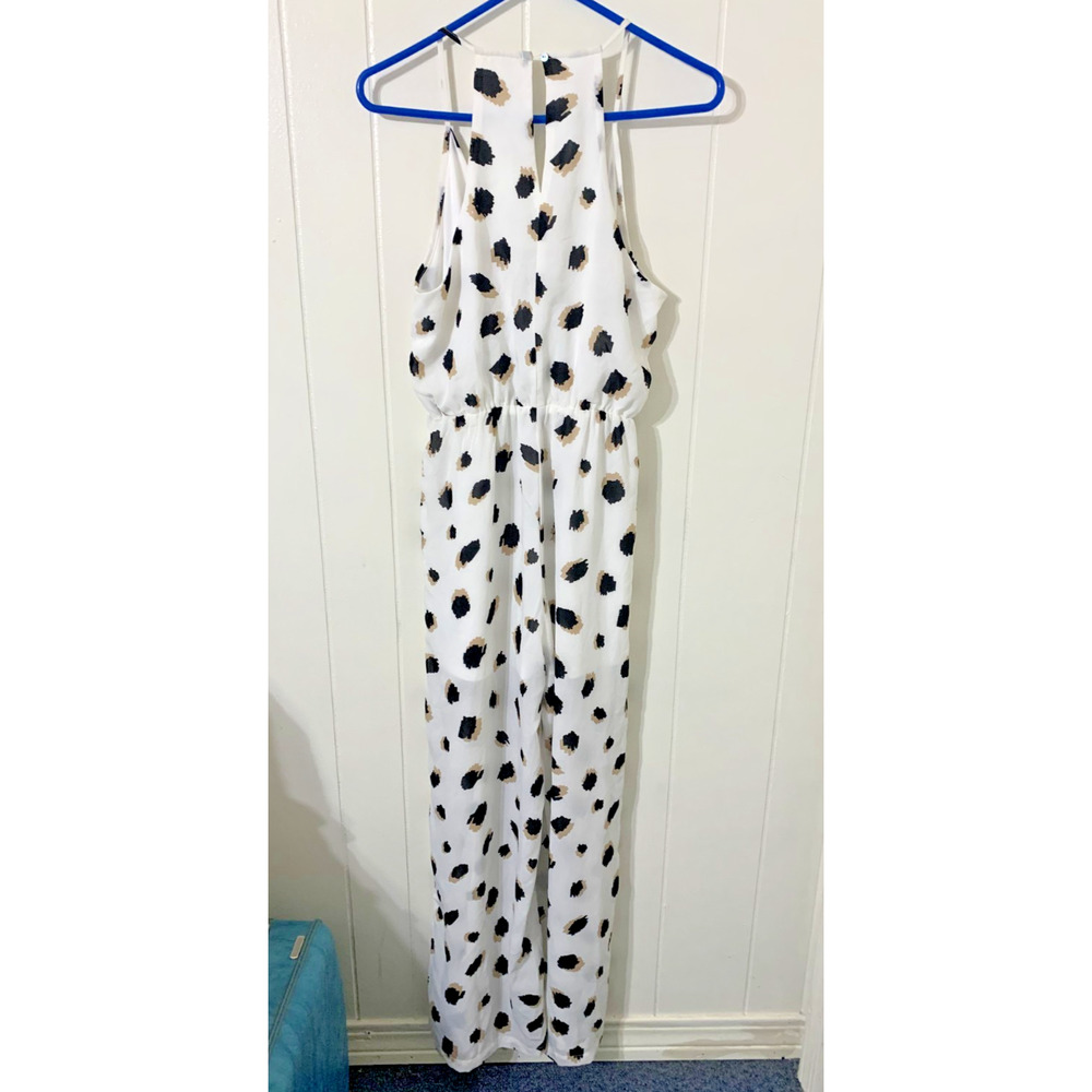 Urban Outfitters Entro Leopard White Jumpsuit Size Medium NWOT - Picture 2 of 8